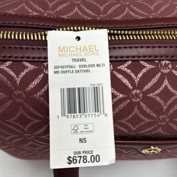 MICHAEL KORS JST TRAVEL MEDIUM DUFFLE SATCHEL SHOULDER CROSSBODY BAG MK OXBLOOD - Picture 14 of 14